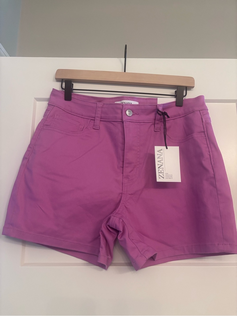 Zenana Outfitters Lavender-Purple Cotton Blend Mid-Rise Shorts